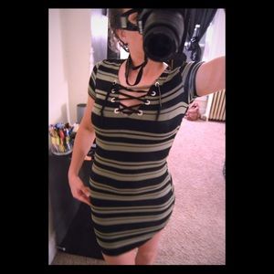 Striped lace-up summer dress!!